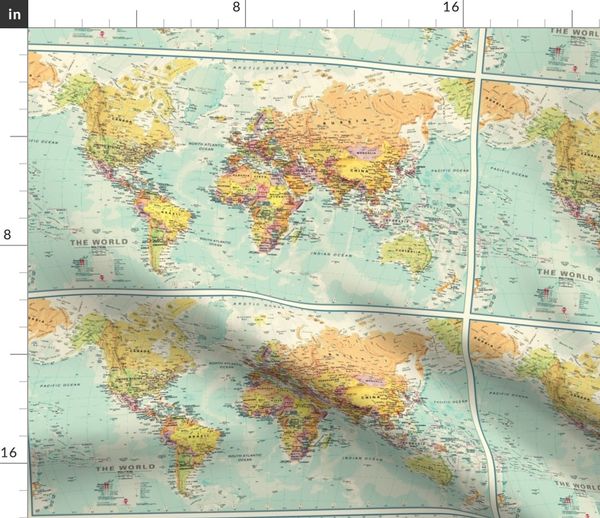 World Map Fabric Spoonflower