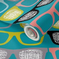 colorful glasses on teal