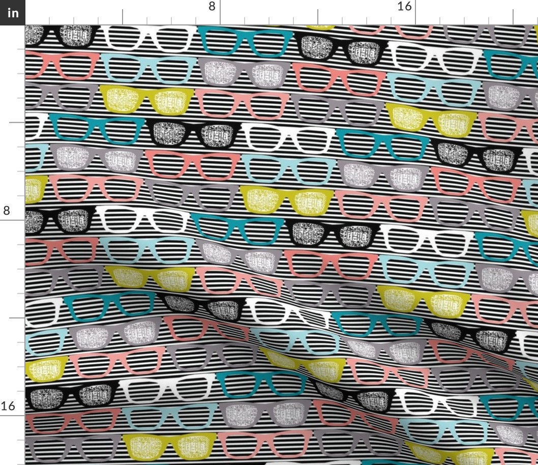 colorful glasses on stripes