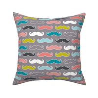 colorful mustaches on grey