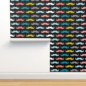 colorful moustaches on black