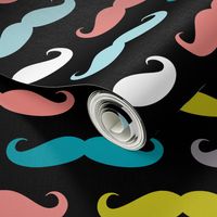 colorful moustaches on black