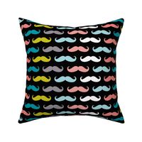 colorful moustaches on black