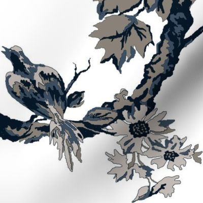 Botanical  Tree / indigo-white