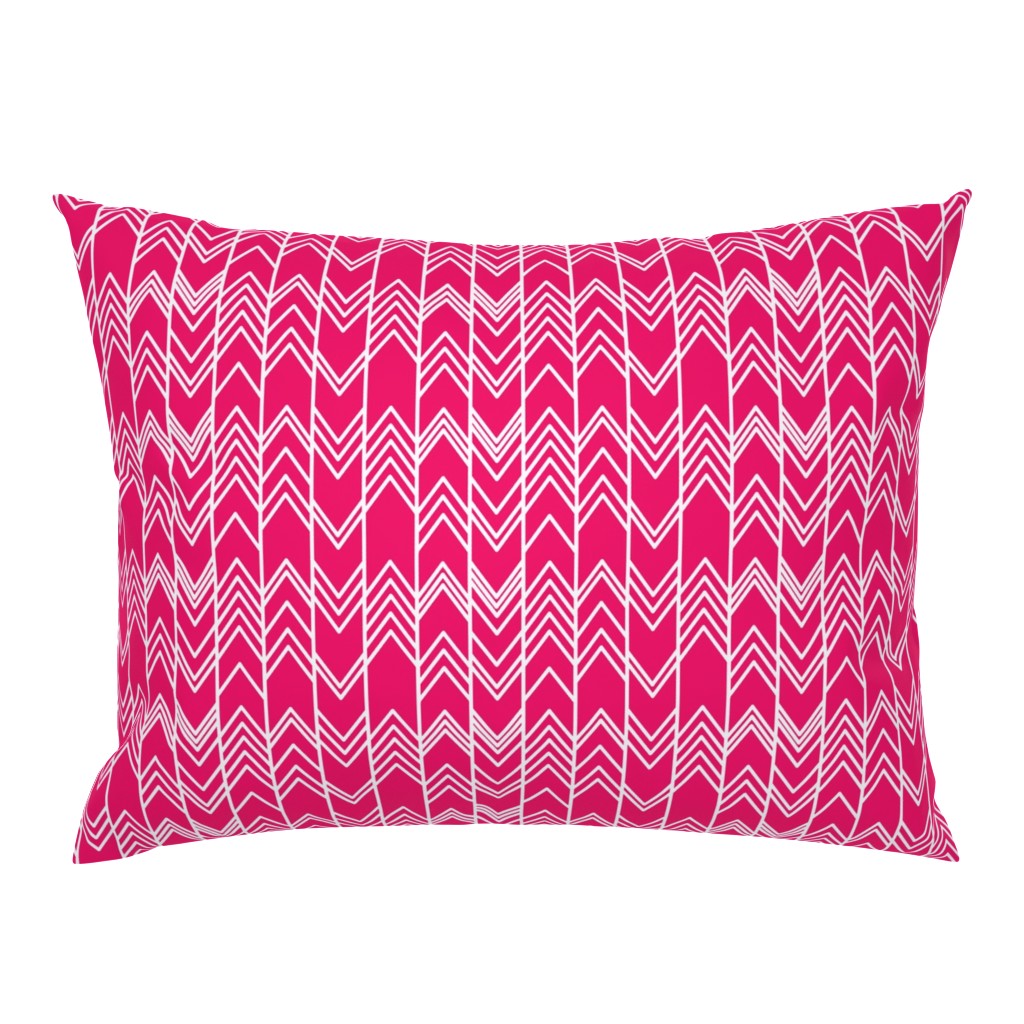 Fuchsia Ikat Ziggy - Chevron Herringbone 