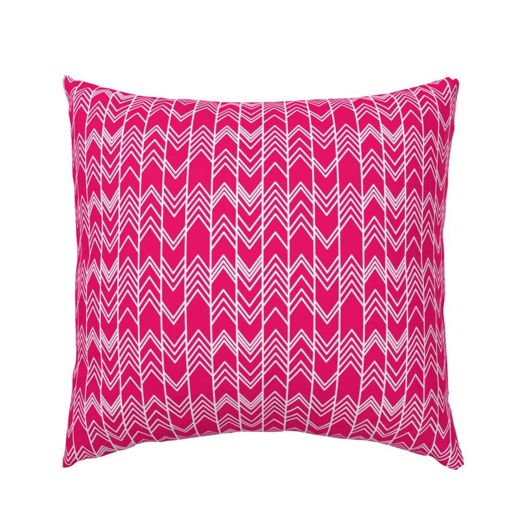 Fuchsia Ikat Ziggy - Chevron Herringbone 