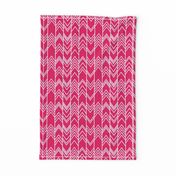 Fuchsia Ikat Ziggy - Chevron Herringbone 