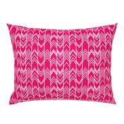 Fuchsia Ikat Ziggy - Chevron Herringbone 