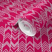 Fuchsia Ikat Ziggy - Chevron Herringbone 