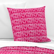 Fuchsia Ikat Ziggy - Chevron Herringbone 