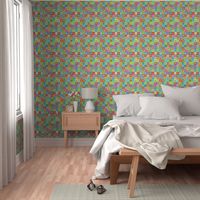 Colorful mosauc pattern with flowers and birds