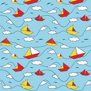 Origami sailing boats
