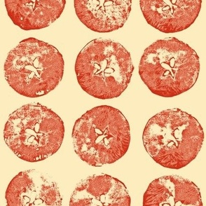 apple prints in red on cream