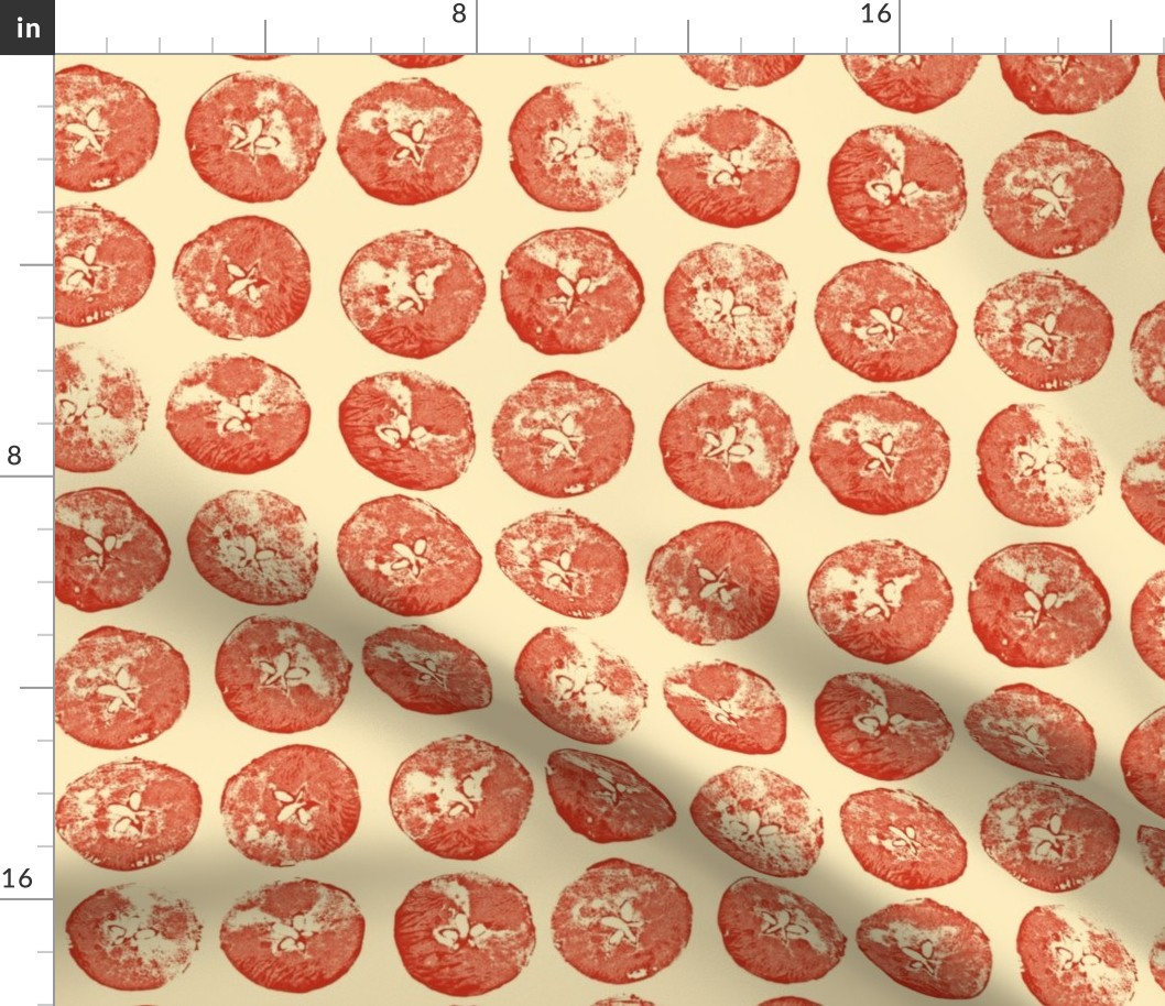 apple prints in red on cream