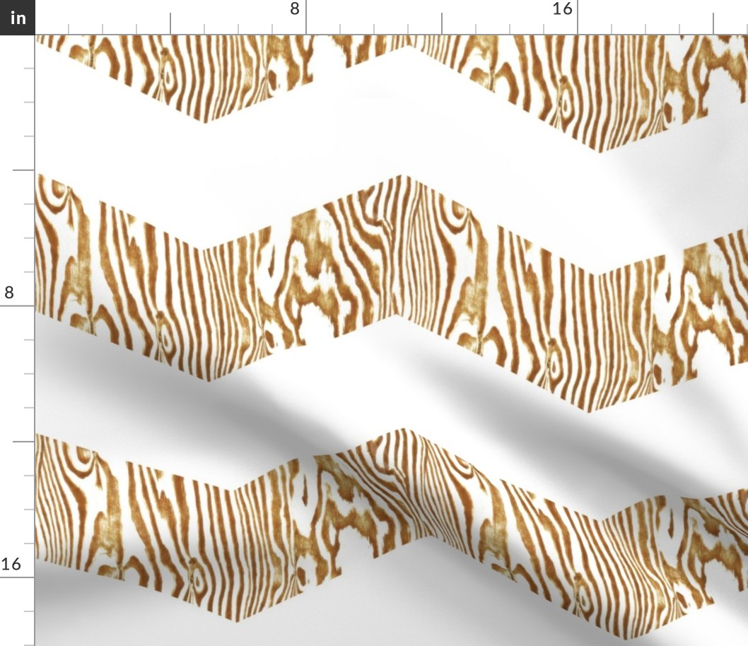 Chevron Safari ~ Gold & White  Zebra Wood