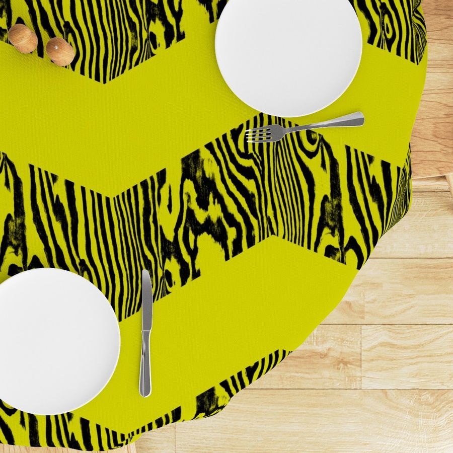 Chevron Safari ~ Black and Chartreuse Zebra