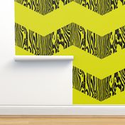 Chevron Safari ~ Black and Chartreuse Zebra