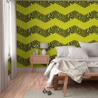 Chevron Safari ~ Black and Chartreuse Zebra