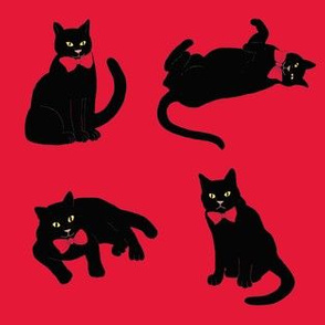 Black cats on red & no ravens because the cats ate them! ;)