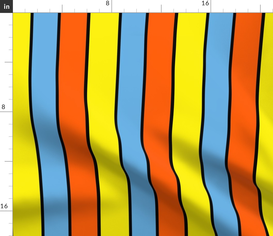 Stripes of Lemon, Blue and Orange