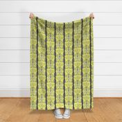 Canary and Grey damask stripe