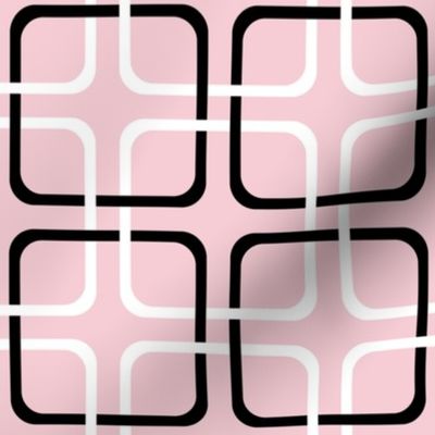 Pink Dawn ~ Squircle Lock ~ Pink, Black & White