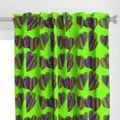 Striped Floating Hearts On Neon Green