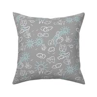 You Are My Sunshine Woodland Animals-in Grey and Aqua