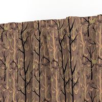 Retro Forest Birds Brown