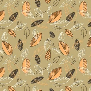 Retro Orange Leaves on Tan