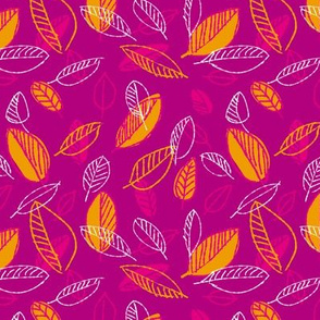 Retro Hot Pink and Yellow Leaves