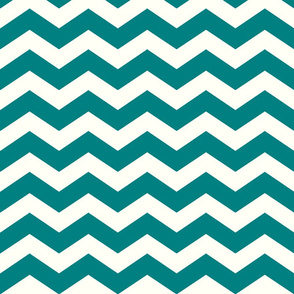 Cream/Teal Chevron