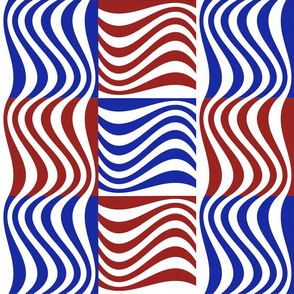 Wavy Bars Block Red White Blue