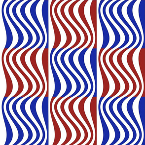 Wavy Bars Block Red White Blue 2