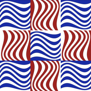 Wavy Bars Block Red White Blue 4