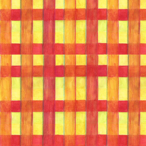 watercolor plaid in red and yellow
