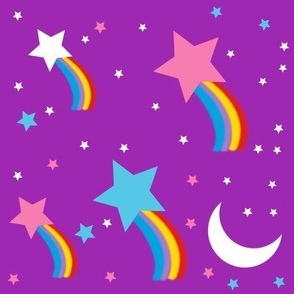 Pokiberry Pastel Rainbow Unicorn Galaxy Moon Shooting Stars 