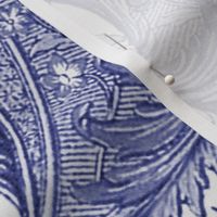 Parrot Damask ~ Blue and White ~ Centered Birds