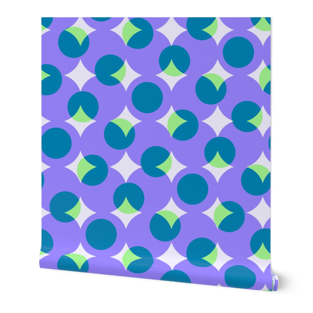 enormous halftone dots - light green, purple and teal