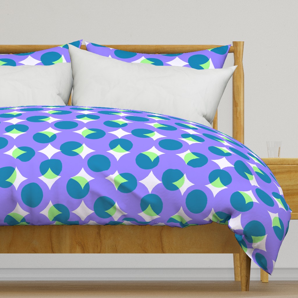 enormous halftone dots - light green, purple and teal