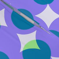 enormous halftone dots - light green, purple and teal