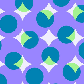 enormous halftone dots - light green, purple and teal