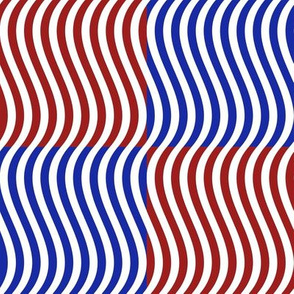 Wavy Bars Block Red White Blue 7