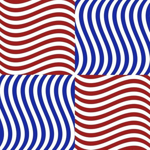 Wavy Bars Block Red White Blue 8