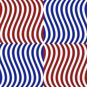 Wavy Bars Block Red White Blue 9