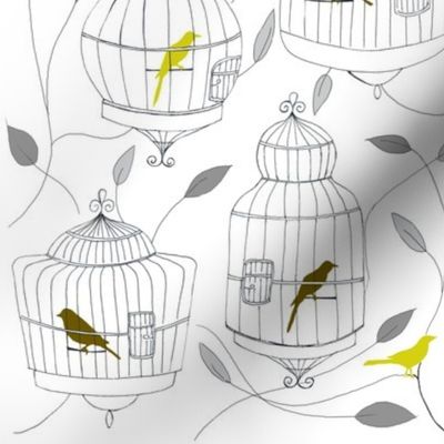 Olive Birds and Cages