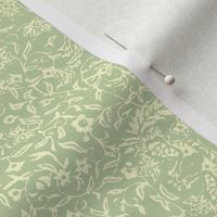 Bird of Paradise French Linen - celadon, ivory