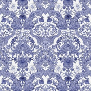 Parrot Damask ~ Blue & White ~ Small