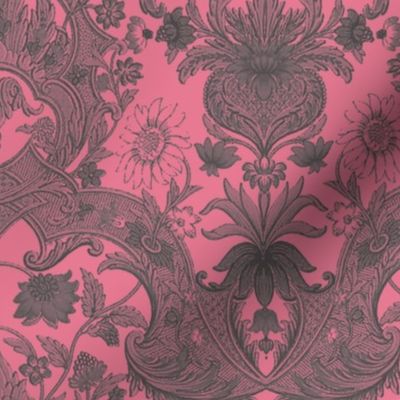 Parrot Damask ~ Pink & Grey