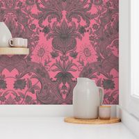 Parrot Damask ~ Pink & Grey